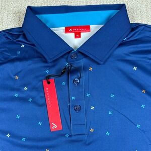 NEW REDVANLY Mens XL Mazarine Blue Savile Floral Print Golf Polo Shirt R2419